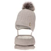 Winterset Mädchen: Mütze und Schlauchschal mit Merinowolle, Beige, Muanda