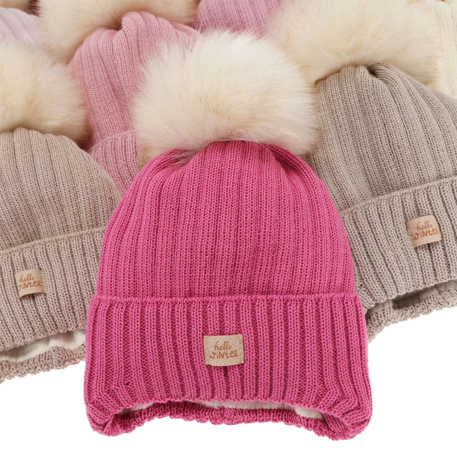 Wintermütze für Mädchen, aprikot, mit Merinowolle, Basma