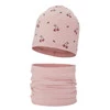 Herbst und Frühlingsset Mädchen baumwolle: Mütze und Schlauchschal Rosa Cerise