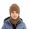 Herbst und Frühlingsset Jungen: Mütze und Schlauchschal 100%  Merinowolle Camel Vanto