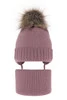 Winterset für Mädchen: Mütze und Schlauchschal mit Bommel in Rosa Renia