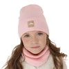 Herbst und Frühlingsset Mädchen: Mütze und Schlauchschal, mit Baumwolle, Rosa Furora