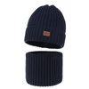 Winterset für Jungen: Mütze und Schlauchschal in Navy Blau Fargo