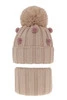 Winterset Mädchen: Mütze und Schlauchschal mit Bommel Beige Hekate