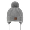 Wintermütze Jungen 100% extrafeine Merinowolle, gefüttert mit Wollfleece Grau Tacco