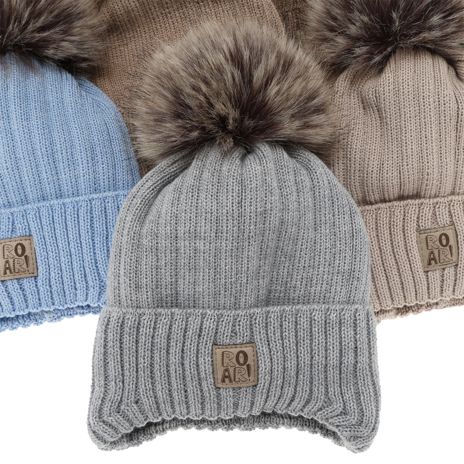 Wintermütze für Jungen, wiązana, mit Merinowolle, grau, Nabil