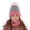 Winterset Mädchen: Mütze und Schlauchschal mit Bommel Rosa Rosalin