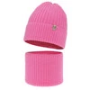 Winterset Mädchen: Mütze und Schlauchschal aus 100% Merinowolle, Rosa, Patricia