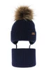 Winterset für Jungen: Mütze und Schlauchschal mit Bommel in Navy Blau Bergo