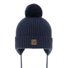 Wintermütze Jungen 100% extrafeine Merinowolle, gefüttert mit Wollfleece Navy Blau Tacco