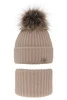 Winterset Mädchen: Mütze und Schlauchschal mit Bommel Beige Willow