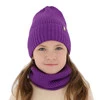 Winterset für Mädchen: Mütze und Schlauchschal aus Merinowolle in Violett Peggy