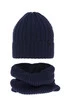 Winterset für Jungen: Mütze und Schlauchschal aus Merinowolle in Navy Blau Kairo