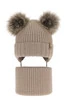 Winterset für Jungen: Mütze und Schlauchschal aus 100% extrafeiner Merinowolle in Beige Konor