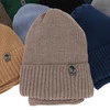 Winterset für Jungen: Mütze und Schlauchschal aus Merinowolle in Beige Gecko