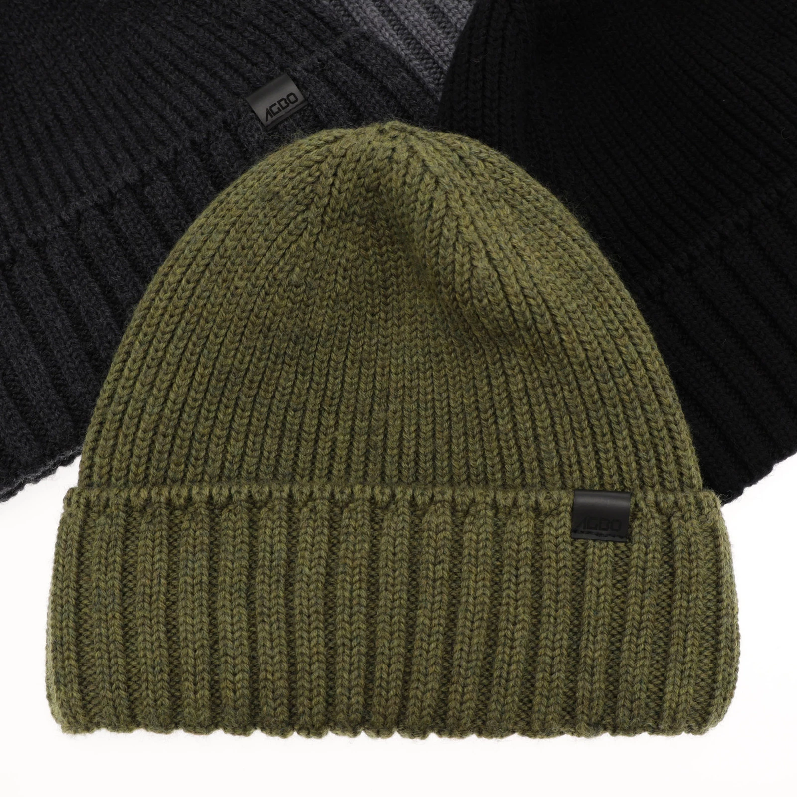 Wintermütze Herren Grün 100% extrafeine Merinowolle nahtlos Bruner