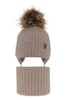 Winterset für Jungen: Mütze und Schlauchschal aus 100% extrafeiner Merinowolle in Beige Juno