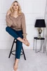  ÜBERGROßER CAPPUCCINO-PULLOVER MIT V-AUSSCHNITT