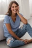 Umstands- und Stillbluse M-Shirt V-Ausschnitt, blau