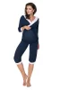 FÜTTERPYJAMASHOSE MIT DRUCKFREIEM EINSATZ, MARINEBLAU
