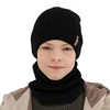 Herbst und Frühlingsset Jungen: Mütze und Schlauchschal 100% extrafeine Merinowolle Blau Chester