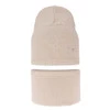 Herbst und Frühlingsset Mädchen: Mütze und Schlauchschal, mit Baumwolle, Beige Amarilla