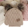 Winterset für Mädchen: Mütze und Schlauchschal mit zwei Bommeln in Beige Bettina