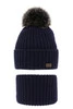 Winterset für Jungen: Mütze und Schlauchschal mit Bommel in Navy Blau Wonder