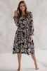  Lovely Dress Midi Umstands- und Stillkleid, langärmlig, schwarz, mit Aufdruck