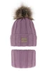 Winterset Mädchen: Mütze und Schlauchschal mit Bommel Violett Kaliope