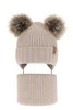 Winterset für Jungen: Mütze und Schlauchschal aus 100% extrafeiner Merinowolle in Beige Konor