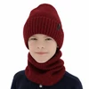Mütze und Schlauchschal für Jungen, Winterset, 100% Merinowolle, mit Merinowollfutter, burgunderrot Harbin
