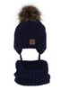 Winterset Jungen: Mütze und Schlauchschal mit Bommel Navy Blau Casper