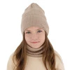 Herbst und Frühlingsset Mädchen: Mütze und Schlauchschal 100% extrafeine Merinowolle Grau Itra