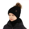 Winterset für Jungen: Mütze und Schlauchsch mit Bommel in Navy Blue Lars