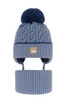 Winterset Jungen: Mütze und Schlauchschal mit Bommel Blau Pikolo
