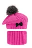 Winterset Mädchen: Mütze und Schlauchschal mit Bommel Rosa Amora