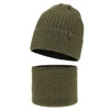 Winterset Jungen: Mütze und Schlauchschal, 100% Merinowolle, Khaki, Gizmo