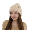 Wintermütze Damen aus Merinowolle Cremefarben Caro