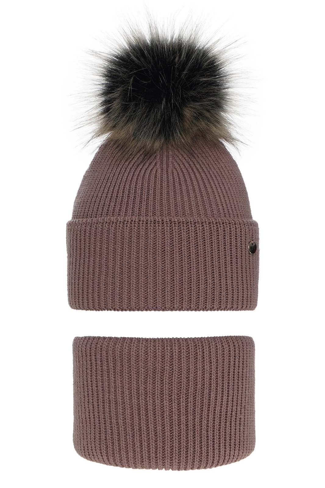 Winterset Mädchen: Mütze und Schlauchschal mit Bommel Rosa Reneta