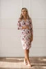 Grow with me Umstands- und Stillkleid, 7/8-Ärmel, schmutzigrosa mit Blumen