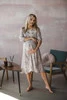  Lovely Dress Midi-Umstands- und Stillkleid, 3/4-Ärmel, grau mit Blumen