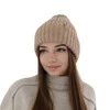 Wintermütze Damen aus Merinowolle Beige Caro