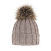 Wintermütze Damen mit Bommel Beige Mokka