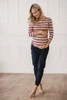 Umstands- und Stillbluse Milk Shirt, 7/8-Ärmel, gestreift mit Marineblau