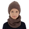 Winterset Jungen: Mütze und Schlauchschal, braun, mit Merinowolle, Colton