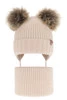 Winterset Mädchen: Mütze und Schlauchschal aus 100% extrafeiner Merinowolle in Beige Silvia