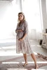 Lovely Dress Midi-Umstands- und Stillkleid, 3/4-Ärmel, grau mit Blumen