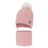 Winterset für Mädchen: Mütze und Schlauchschal mit Bommel in Rosa Kenta