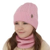 Winterset Mädchen: Mütze und Schlauchschal aus 100% extrafeiner Merinowolle in Rosa Jenny